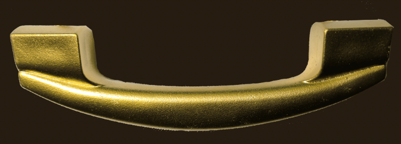 Poignée en plastique doré vue de face, finition brillante et design classique